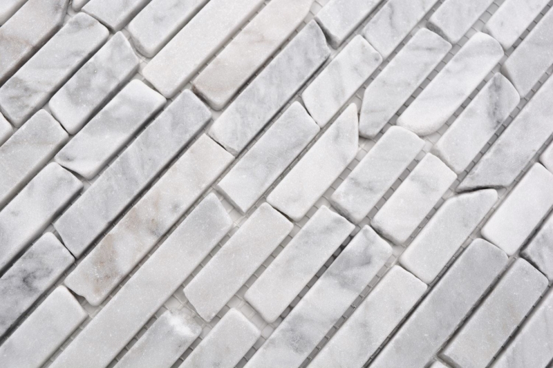 Natural stone mosaic tiles marble white carrara look matt wall floor kitchen bathroom shower MOS40-Brick2000