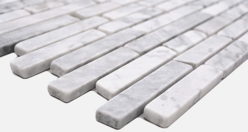 Natural stone mosaic tiles marble white carrara look matt wall floor kitchen bathroom shower MOS40-Brick2000