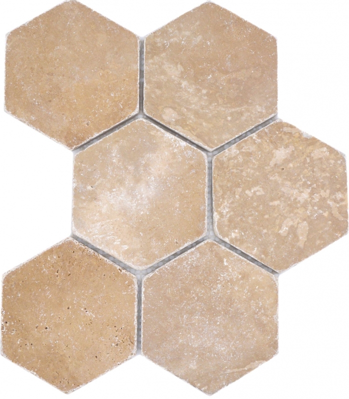 Natural stone mosaic tiles terrace travertine walnut matt wall floor kitchen bathroom shower MOS42-HX144