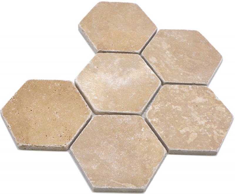 Natural stone mosaic tiles terrace travertine walnut matt wall floor kitchen bathroom shower MOS42-HX144