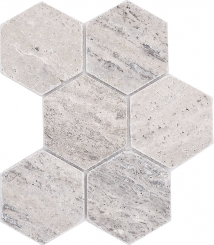 Natural stone mosaic tiles terrace travertine white gray matt wall floor kitchen bathroom shower MOS42-HX147