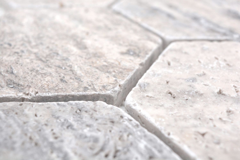Natural stone mosaic tiles terrace travertine white gray matt wall floor kitchen bathroom shower MOS42-HX147