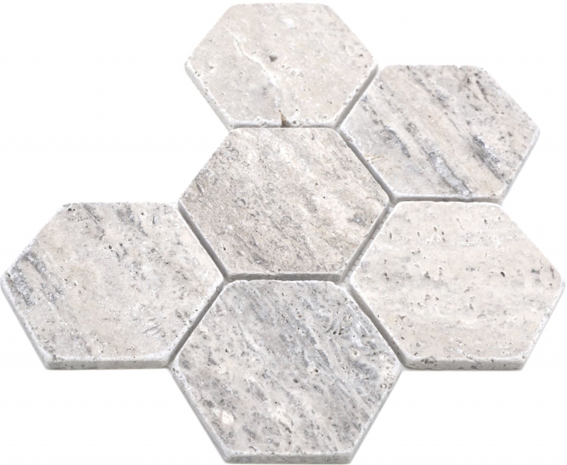 Natural stone mosaic tiles terrace travertine white gray matt wall floor kitchen bathroom shower MOS42-HX147