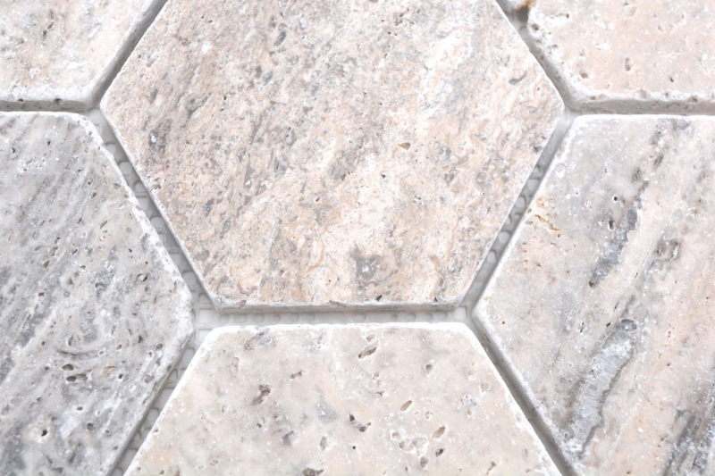Natural stone mosaic tiles terrace travertine white gray matt wall floor kitchen bathroom shower MOS42-HX147