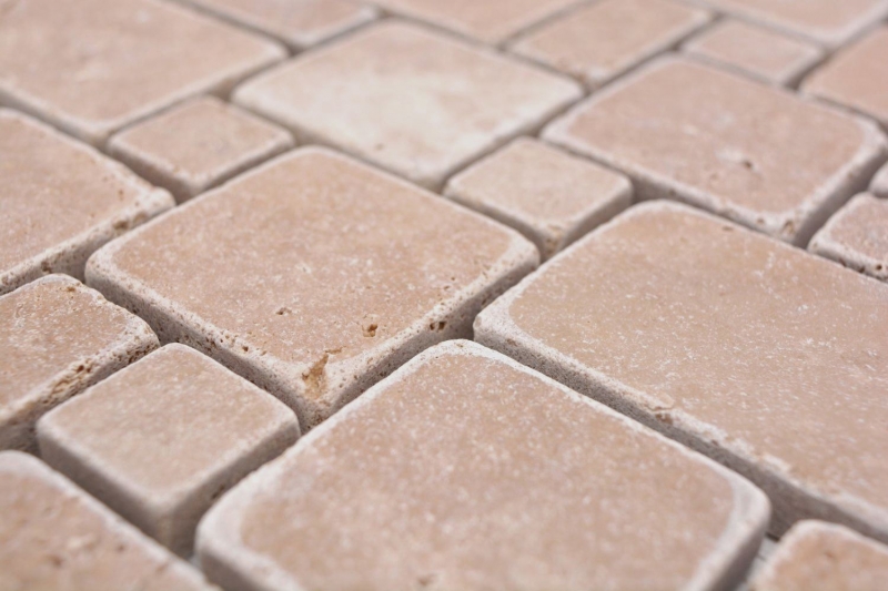 Natural stone mosaic tiles terrace travertine walnut matt wall floor kitchen bathroom shower MOS40-FP44