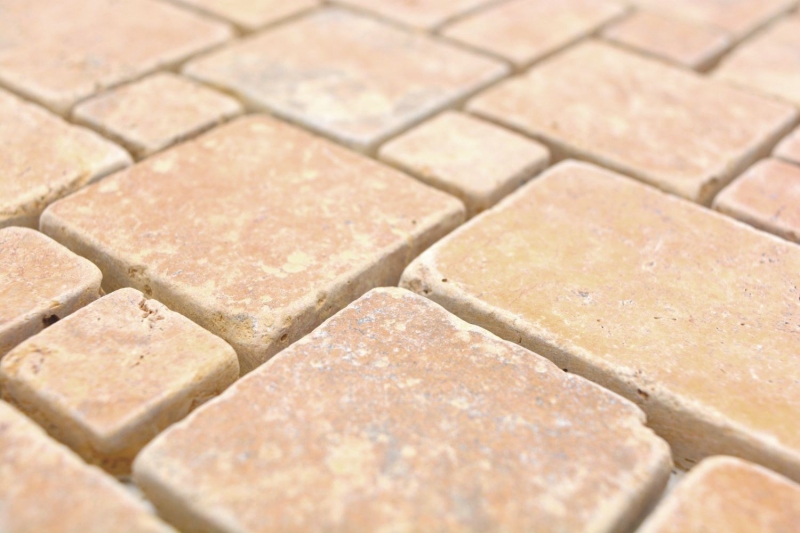 Natural stone mosaic tiles terrace travertine golden yellow matt wall floor kitchen bathroom shower MOS40-FP51