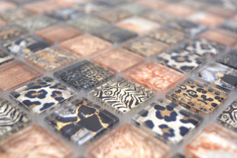 Glass mosaic mosaic tile brown glossy leopard wall kitchen bathroom shower MOS68-WL64_f