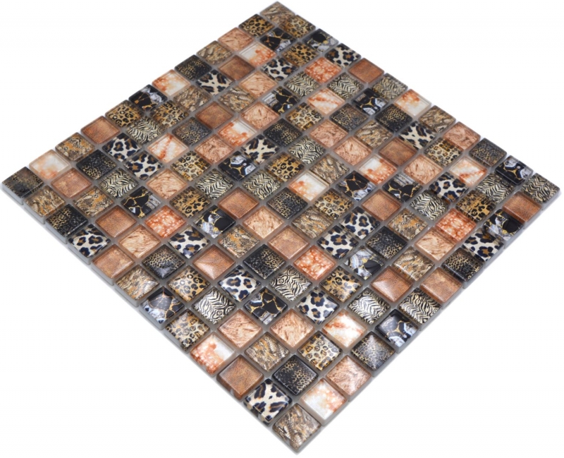 Glass mosaic mosaic tile brown glossy leopard wall kitchen bathroom shower MOS68-WL64_f