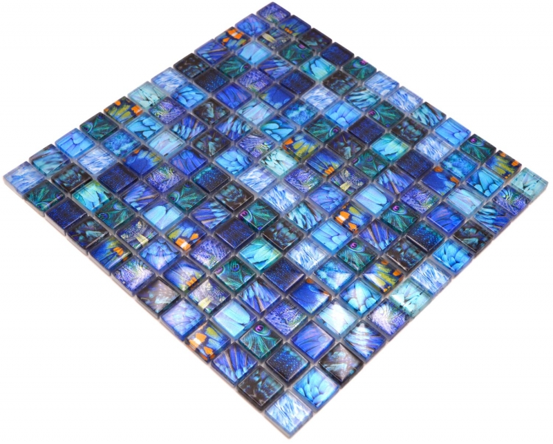 Glass mosaic mosaic tile blue glossy Bird wall kitchen bathroom shower MOS68-WL74_f