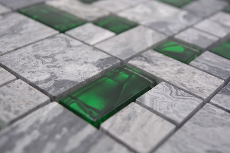 Natural stone glass mosaic gray with green glossy wall floor kitchen bathroom shower - MOS88-0405_f