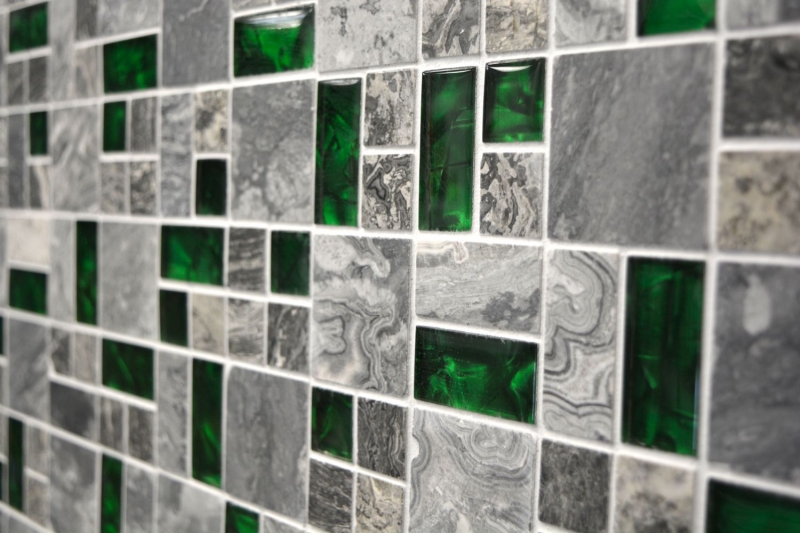 Natural stone glass mosaic gray with green glossy wall floor kitchen bathroom shower - MOS88-0405_f