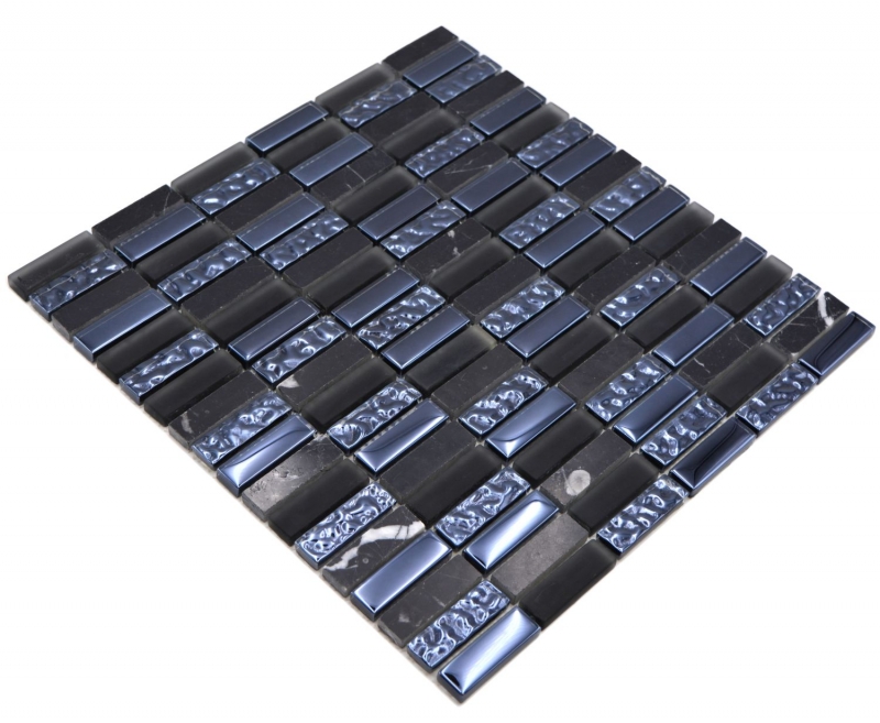 Natural stone glass mosaic black glossy wall kitchen bathroom shower - MOS87-SM118_f