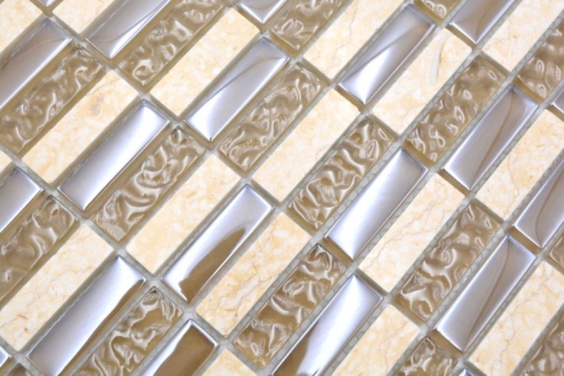 Natural stone glass mosaic beige glossy wall kitchen bathroom shower - MOS87-SM128_f