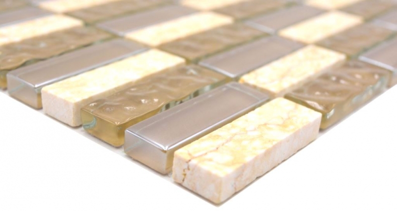 Natural stone glass mosaic beige glossy wall kitchen bathroom shower - MOS87-SM128_f
