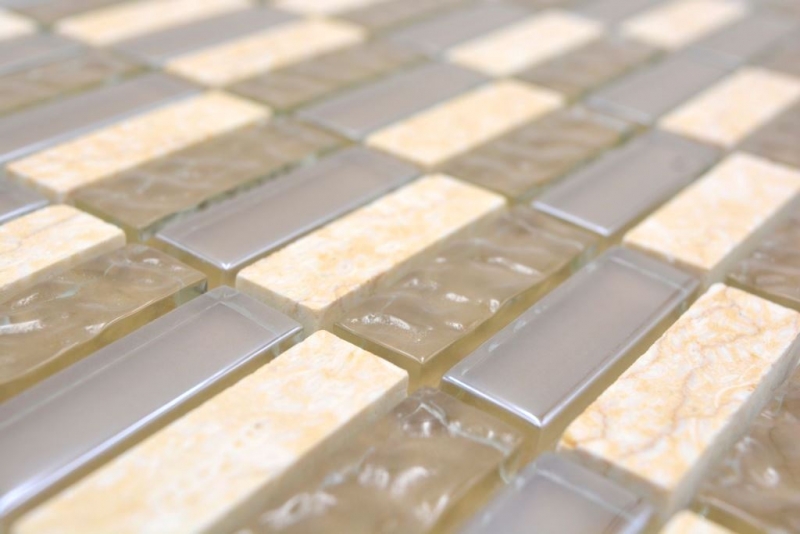 Natural stone glass mosaic beige glossy wall kitchen bathroom shower - MOS87-SM128_f