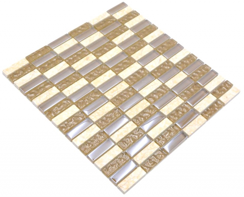 Natural stone glass mosaic beige glossy wall kitchen bathroom shower - MOS87-SM128_f