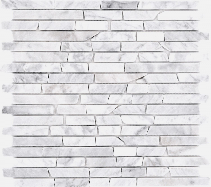 Natural stone mosaic tiles marble white carrara look matt wall floor kitchen bathroom shower MOS40-Brick2000_f