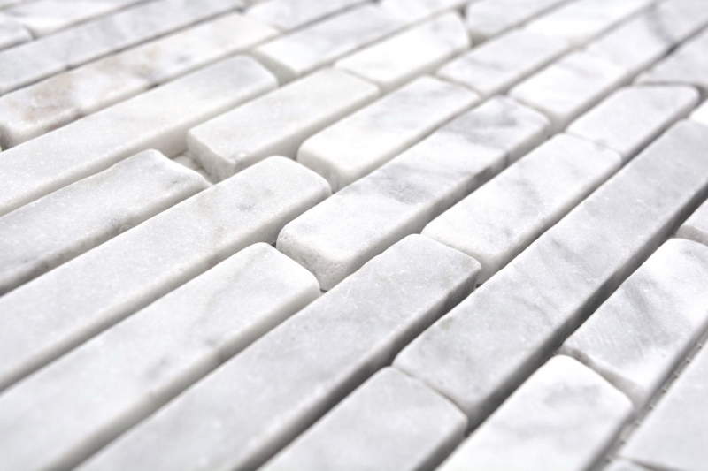 Natural stone mosaic tiles marble white carrara look matt wall floor kitchen bathroom shower MOS40-Brick2000_f