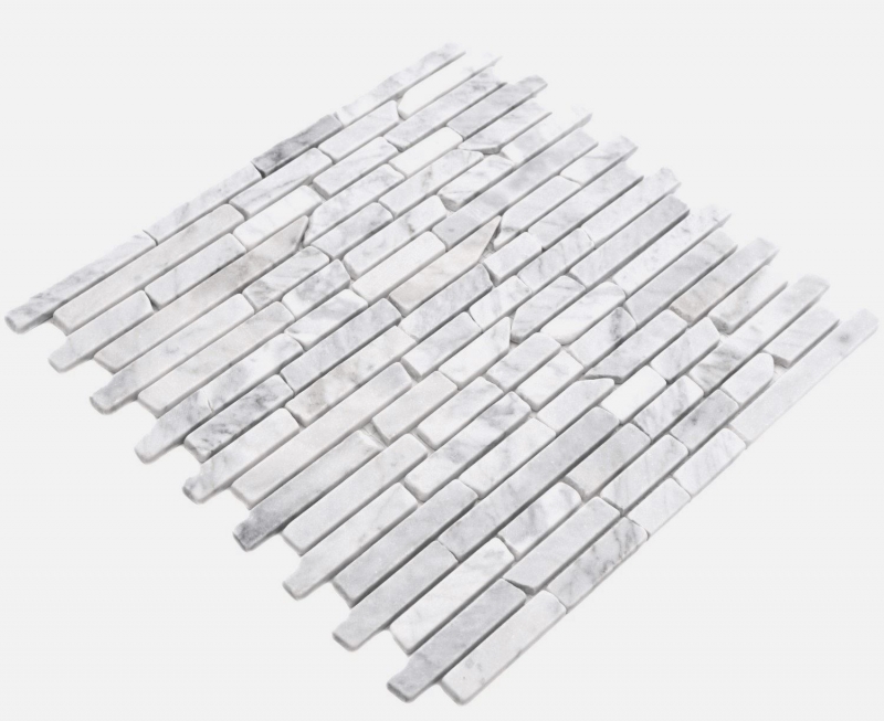 Natural stone mosaic tiles marble white carrara look matt wall floor kitchen bathroom shower MOS40-Brick2000_f