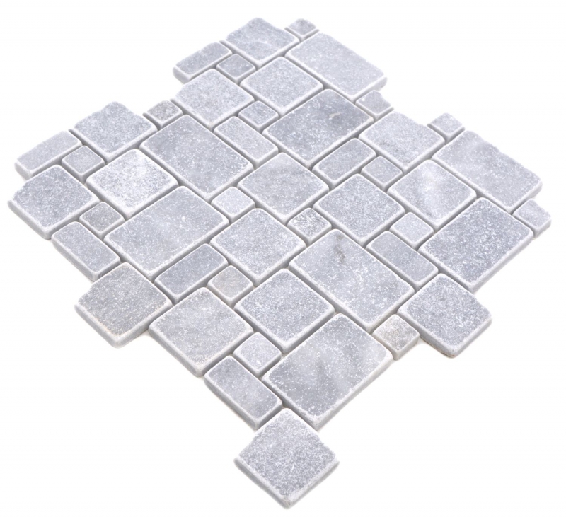 Natural stone mosaic tiles marble light gray matt wall floor kitchen bathroom shower MOS40-FP40_f