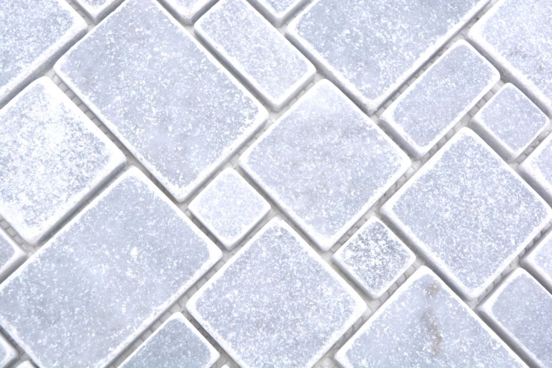 Natural stone mosaic tiles marble light gray matt wall floor kitchen bathroom shower MOS40-FP40_f