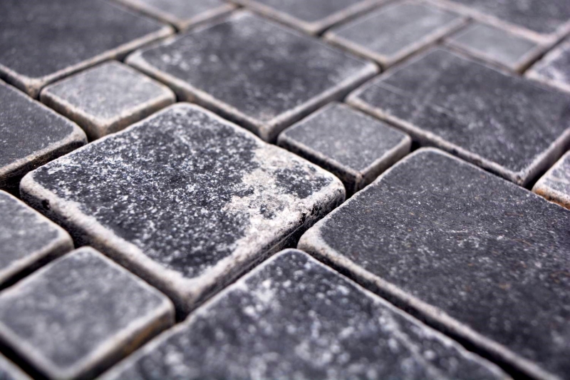 Natural stone mosaic tiles marble black matt wall floor kitchen bathroom shower MOS40-FP43_f