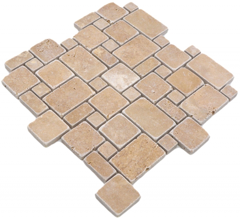 Natural stone mosaic tiles travertine walnut matt wall floor kitchen bathroom shower MOS40-FP44_f