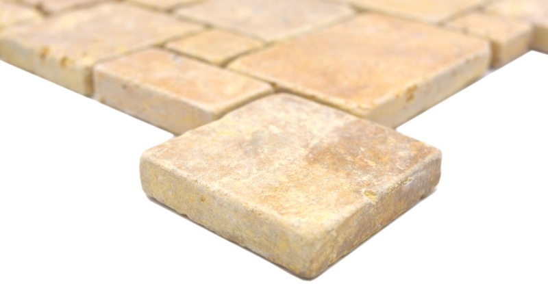 Natural stone mosaic tiles travertine golden yellow matt wall floor kitchen bathroom shower MOS40-FP51_f