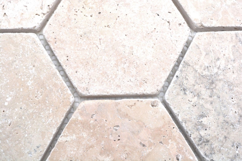 Natural stone mosaic tiles travertine beige matt wall floor kitchen bathroom shower MOS42-HX146_f