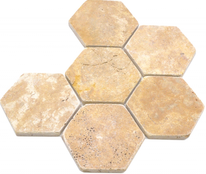 Natural stone mosaic tiles travertine golden yellow matt wall floor kitchen bathroom shower MOS42-HX151_f