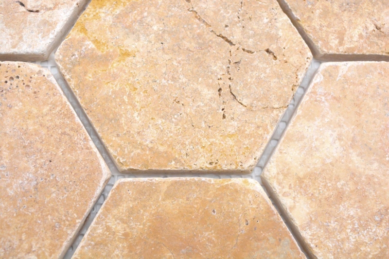 Natural stone mosaic tiles travertine golden yellow matt wall floor kitchen bathroom shower MOS42-HX151_f
