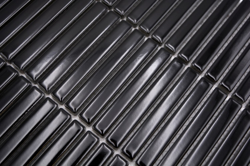 Ceramic mosaic mosaic rods black glossy wall kitchen bathroom shower MOS24-CG21_f