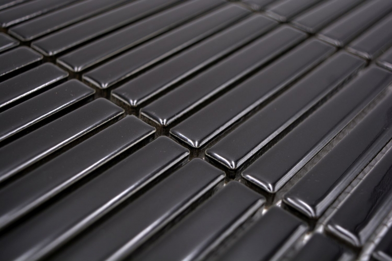 Ceramic mosaic mosaic rods black glossy wall kitchen bathroom shower MOS24-CG21_f