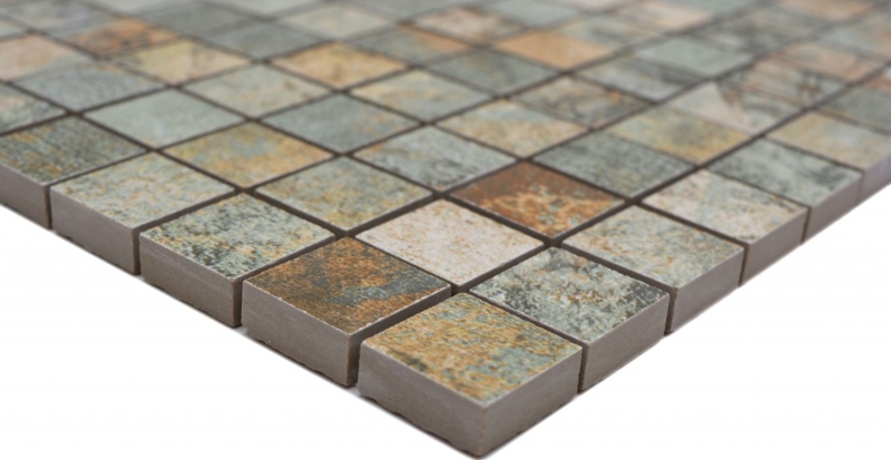 Hand-painted ceramic mosaic porcelain stoneware beige brown gray-green matt wall floor kitchen bathroom shower MOS18-25CB_m