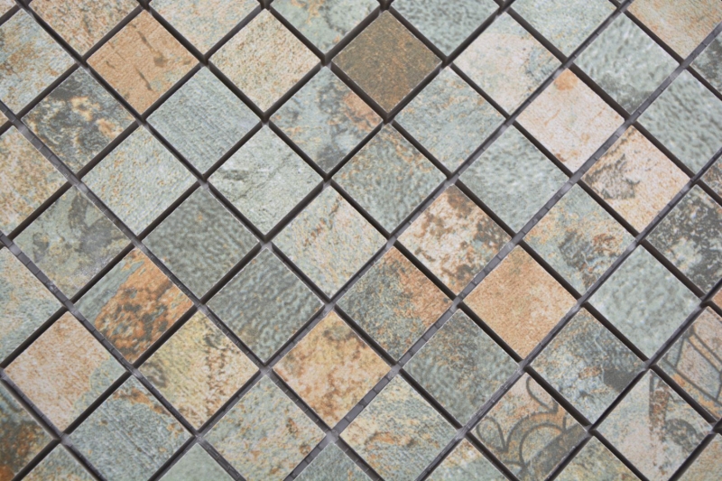 Hand-painted ceramic mosaic porcelain stoneware beige brown gray-green matt wall floor kitchen bathroom shower MOS18-25CB_m
