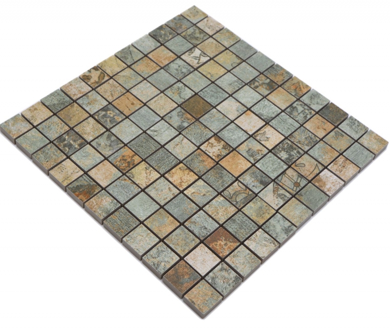 Hand-painted ceramic mosaic porcelain stoneware beige brown gray-green matt wall floor kitchen bathroom shower MOS18-25CB_m