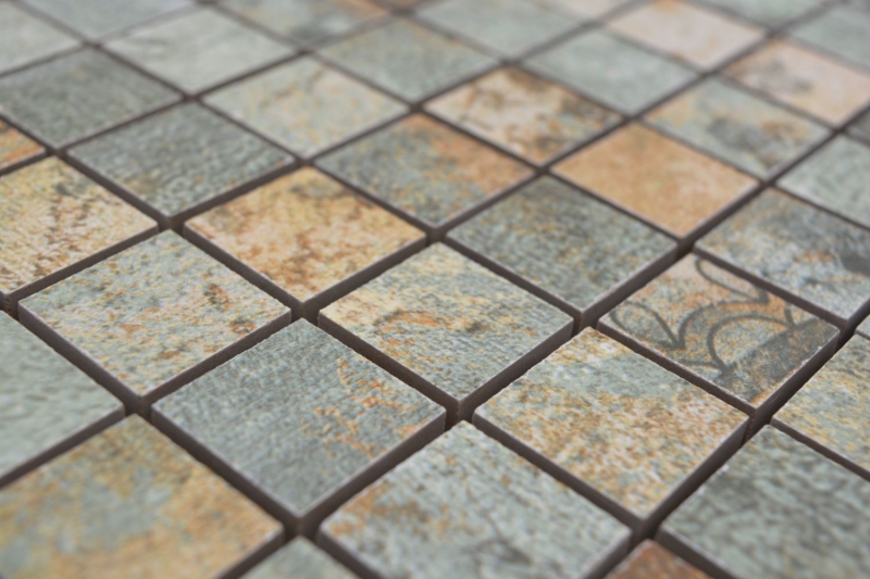 Hand-painted ceramic mosaic porcelain stoneware beige brown gray-green matt wall floor kitchen bathroom shower MOS18-25CB_m