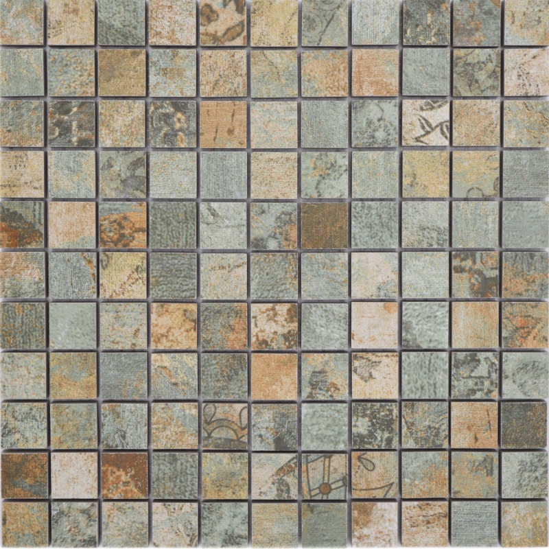 Hand-painted ceramic mosaic porcelain stoneware beige brown gray-green matt wall floor kitchen bathroom shower MOS18-25CB_m