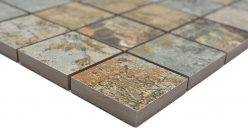 Hand-painted ceramic mosaic porcelain stoneware beige brown green matt wall floor kitchen bathroom shower MOS14-47CB_m