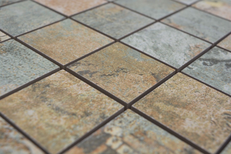 Hand-painted ceramic mosaic porcelain stoneware beige brown green matt wall floor kitchen bathroom shower MOS14-47CB_m