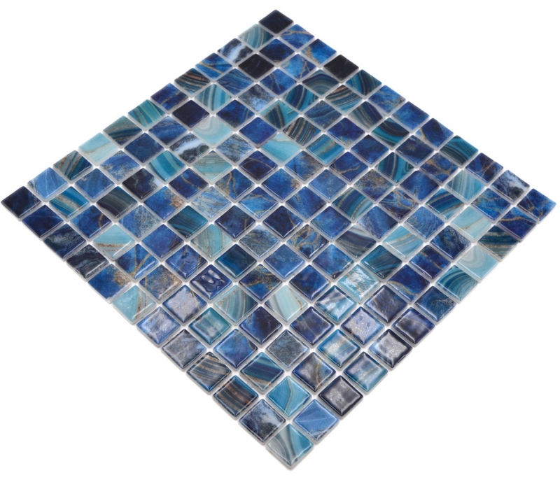 Hand pattern swimming pool mosaic pool mosaic glass mosaic royal blue iridescent glossy wall floor kitchen bathroom shower MOS220-P56254_m