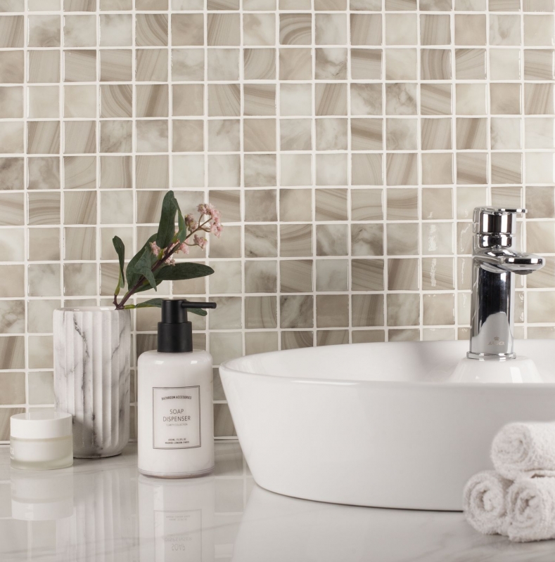 Hand sample swimming pool mosaic pool mosaic glass mosaic light beige iridescent wall floor kitchen bathroom shower MOS220-P56381_m