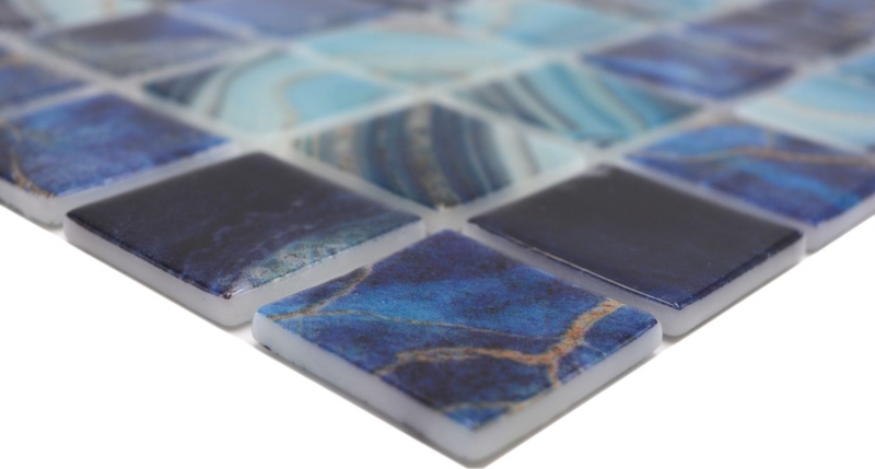 Hand pattern swimming pool mosaic pool mosaic glass mosaic royal blue iridescent glossy wall floor kitchen bathroom shower MOS220-P56384_m