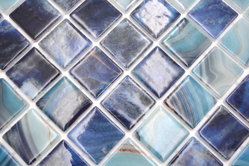 Hand pattern swimming pool mosaic pool mosaic glass mosaic royal blue iridescent glossy wall floor kitchen bathroom shower MOS220-P56384_m