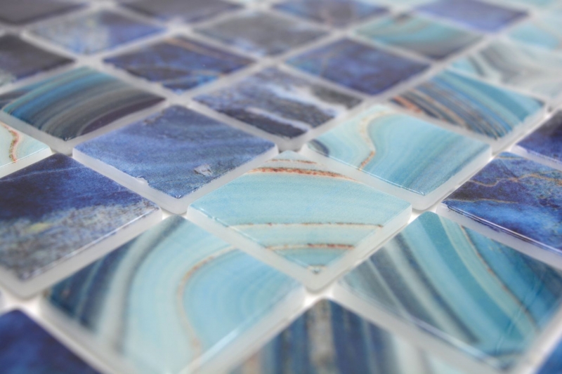 Hand pattern swimming pool mosaic pool mosaic glass mosaic royal blue iridescent glossy wall floor kitchen bathroom shower MOS220-P56384_m