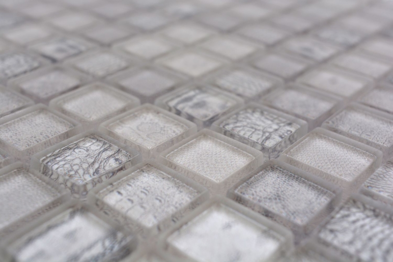 Hand-painted glass mosaic mosaic tile white glossy Africa wall kitchen bathroom shower MOS68-WL14_m
