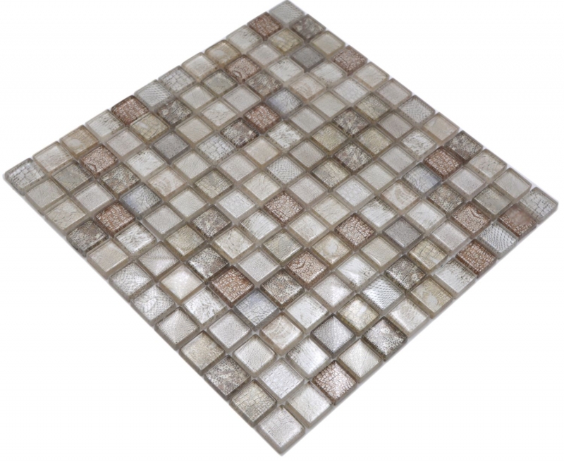 Hand-patterned glass mosaic mosaic tile beige glossy crocodile texture wall kitchen bathroom shower MOS68-WL34_m