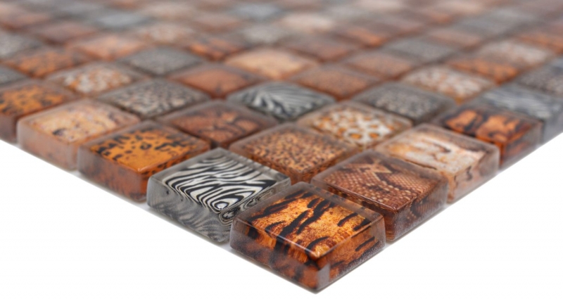 Hand-painted glass mosaic mosaic tile light brown glossy safari wall kitchen bathroom shower MOS68-WL54_m