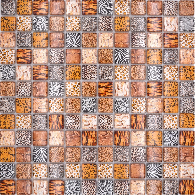 Hand-painted glass mosaic mosaic tile light brown glossy safari wall kitchen bathroom shower MOS68-WL54_m