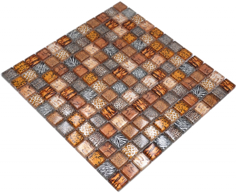 Hand-painted glass mosaic mosaic tile light brown glossy safari wall kitchen bathroom shower MOS68-WL54_m